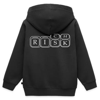 Dés riches et risqués - Sweat Premium à capuche zippé enfant bio - noir - Dos - AI Model Kid Male (0cm)