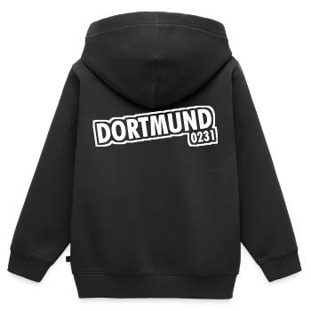 Dortmund - 0231 - Vorwahl - Kinder Premium Organic Zip Hoodie - Schwarz - Hinten - AI Model Kid Male (0cm)