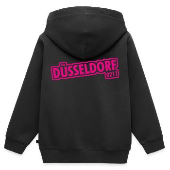 Düsseldorf - 0211 - Vorwahl - NRW - Ruhrpott - Kinder Premium Organic Zip Hoodie - Schwarz - Hinten - AI Model Kid Male (0cm)
