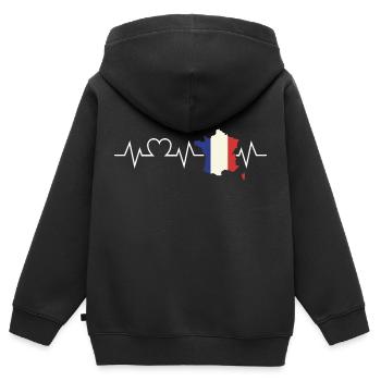 Franzose Französisch Herzschlag Frankreich - Kinder Premium Organic Zip Hoodie - Schwarz - Hinten - AI Model Kid Male (0cm)