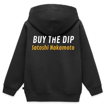 Buy The Dip Satoshi Nakamoto - Kinder Premium Organic Zip Hoodie - Schwarz - Hinten - AI Model Kid Male (0cm)