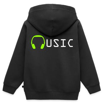 Music Zitat Musik Liebe Kopfhörer Grün Spruch Text - Kinder Premium Organic Zip Hoodie - Schwarz - Hinten - AI Model Kid Male (0cm)