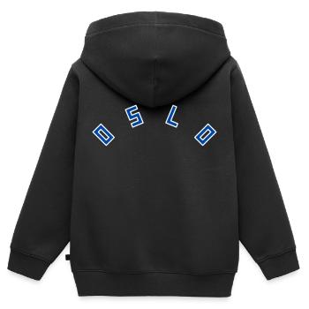 Oslo - Kinder Premium Organic Zip Hoodie - Schwarz - Hinten - AI Model Kid Male (0cm)