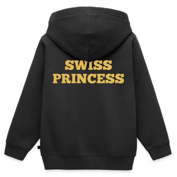 Princesse suisse - Sweat Premium à capuche zippé enfant bio - noir - Dos - AI Model Kid Male (0cm)
