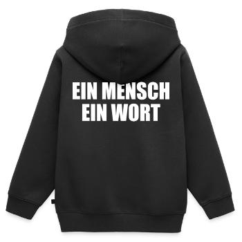 ein mensch ein wort - Kinder Premium Organic Zip Hoodie - Schwarz - Hinten - AI Model Kid Male (0cm)