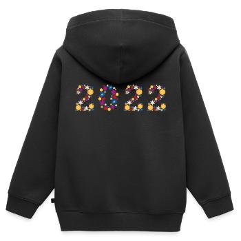 Fleurs 2022 - Sweat Premium à capuche zippé enfant bio - noir - Dos - AI Model Kid Male (0cm)