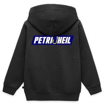 Petri Heil Angelhaken - Kinder Premium Organic Zip Hoodie - Schwarz - Hinten - AI Model Kid Male (0cm)