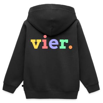 vier 4. Geburtstag - Kinder Premium Organic Zip Hoodie - Schwarz - Hinten - AI Model Kid Male (0cm)