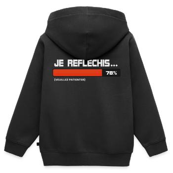 Ich dachte, warten, bitte warten - Kinder Premium Organic Zip Hoodie - Schwarz - Hinten - AI Model Kid Male (0cm)