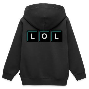 Lol - Kinder Premium Organic Zip Hoodie - Schwarz - Hinten - AI Model Kid Male (0cm)