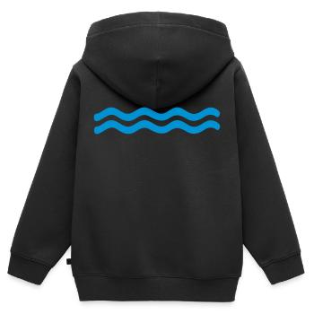 Wellen - Kinder Premium Organic Zip Hoodie - Schwarz - Hinten - AI Model Kid Male (0cm)