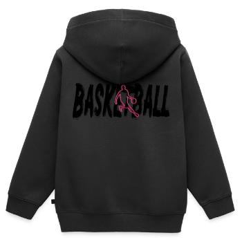 Basketball Print - Kinder Premium Organic Zip Hoodie - Schwarz - Hinten - AI Model Kid Male (0cm)