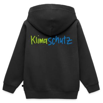 Klimaschutz - Schriftzug - Kinder Premium Organic Zip Hoodie - Schwarz - Hinten - AI Model Kid Male (0cm)