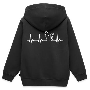 Cat kitten heartbeat heart rate EKG - Kids Premium Organic Zip-up Hoodie - black - Back - AI Model Kid Male (0cm)