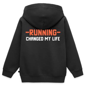 Running, running - Kids Premium Organic Zip-up Hoodie - black - Back - AI Model Kid Male (0cm)