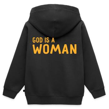 God is a woman Feminist Feminist Cadeau - Sweat Premium à capuche zippé enfant bio - noir - Dos - AI Model Kid Male (0cm)