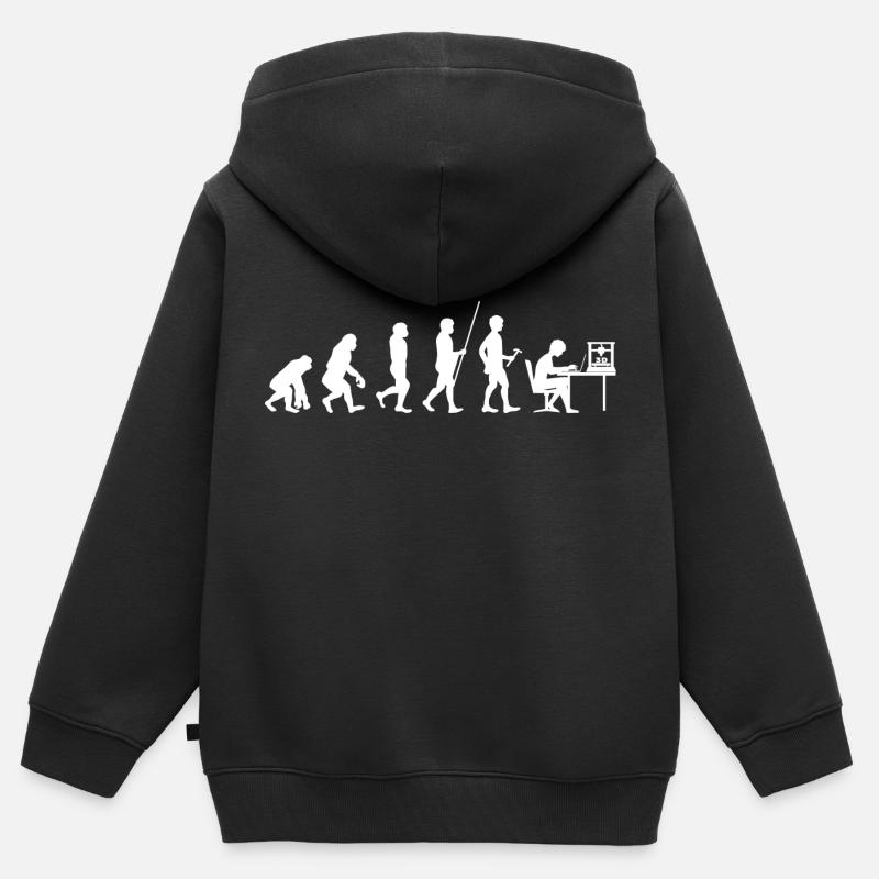 Evolution 3D Printer Printer Gift Shirt - Kids Premium Organic Zip-up Hoodie - black