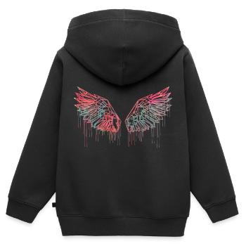 angelwings,flügel,aquarell,rot,engelsflügel - Kinder Premium Organic Zip Hoodie - Schwarz - Hinten - AI Model Kid Male (0cm)