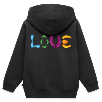 bouldern boulderfelsen freiklettern kletterliebe - Kinder Premium Organic Zip Hoodie - Schwarz - Hinten - AI Model Kid Male (0cm)