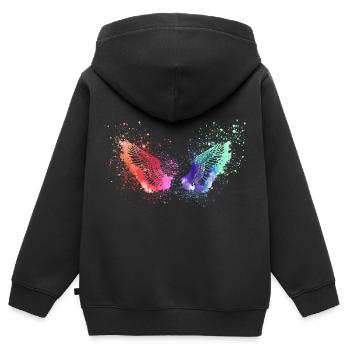angelwings,flügel,aquarell,graffiti,engelsflügel - Kinder Premium Organic Zip Hoodie - Schwarz - Hinten - AI Model Kid Male (0cm)