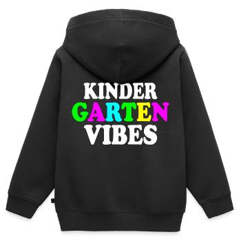 kindergarten vibes - Sweat Premium à capuche zippé enfant bio - noir - Dos - AI Model Kid Male (0cm)