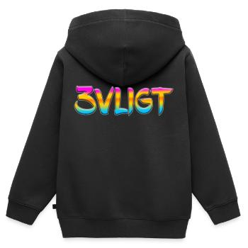 SMS chat langue fortifications anglais trois 3 trois - Sweat Premium à capuche zippé enfant bio - noir - Dos - AI Model Kid Male (0cm)