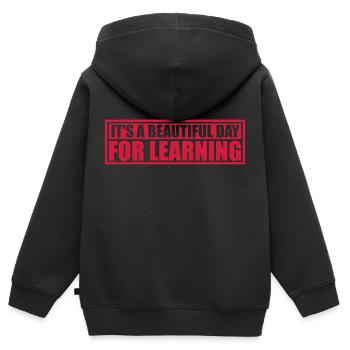 belle journée pour apprendre - Sweat Premium à capuche zippé enfant bio - noir - Dos - AI Model Kid Male (0cm)