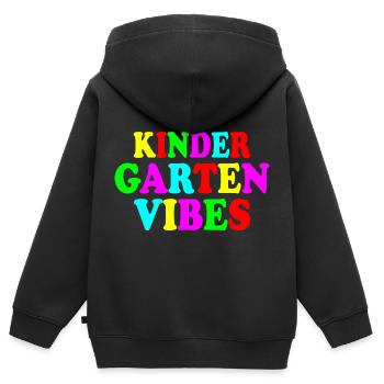 kindergarten vibes - Sweat Premium à capuche zippé enfant bio - noir - Dos - AI Model Kid Male (0cm)