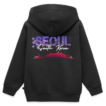 Stadt Seoul - Kinder Premium Organic Zip Hoodie - Schwarz - Hinten - AI Model Kid Male (0cm)