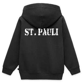 St. Pauli - Hamburg Sankt Pauli - Kinder Premium Organic Zip Hoodie - Schwarz - Hinten - AI Model Kid Male (0cm)