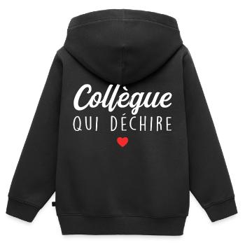 Collègue Qui Déchire - Sweat Premium à capuche zippé enfant bio - noir - Dos - AI Model Kid Male (0cm)