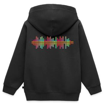 Schallwellen Musikwelle Vintage Retro DJ Herz Scheibe - Kinder Premium Organic Zip Hoodie - Schwarz - Hinten - AI Model Kid Male (0cm)