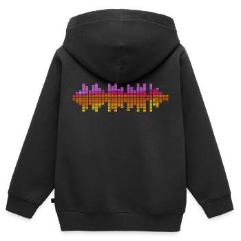 Schallwellen Musikwelle Vintage Retro DJ Herz Scheibe - Kinder Premium Organic Zip Hoodie - Schwarz - Hinten - AI Model Kid Male (0cm)