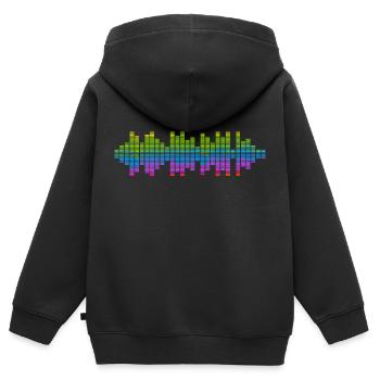 Schallwellen Musikwelle Vintage Retro DJ Herz Scheibe - Kinder Premium Organic Zip Hoodie - Schwarz - Hinten - AI Model Kid Male (0cm)