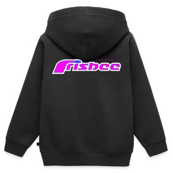 ultimate frisbee purple - Kinder Premium Organic Zip Hoodie - Schwarz - Hinten - AI Model Kid Male (0cm)
