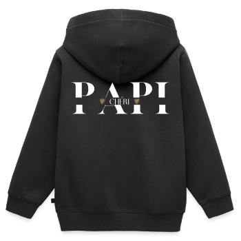 papi Chéri - Sweat Premium à capuche zippé enfant bio - noir - Dos - AI Model Kid Male (0cm)