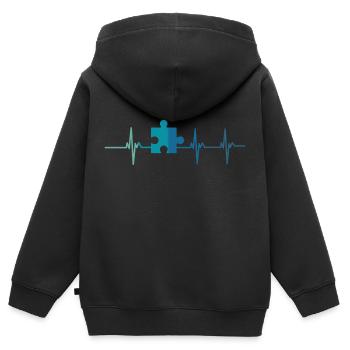 Herzschlag-Autismus-Rätsel - Kinder Premium Organic Zip Hoodie - Schwarz - Hinten - AI Model Kid Male (0cm)