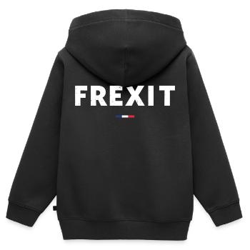 Frexit - Sweat Premium à capuche zippé enfant bio - noir - Dos - AI Model Kid Male (0cm)