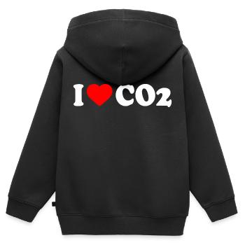 I love co2 - Sweat Premium à capuche zippé enfant bio - noir - Dos - AI Model Kid Male (0cm)