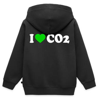I love co2 - Sweat Premium à capuche zippé enfant bio - noir - Dos - AI Model Kid Male (0cm)