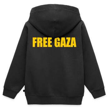 Free gaza - Kids Premium Organic Zip-up Hoodie - black - Back - AI Model Kid Male (0cm)