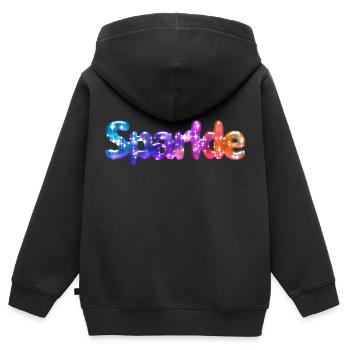 Effet de texte scintillant - Sweat Premium à capuche zippé enfant bio - noir - Dos - AI Model Kid Male (0cm)