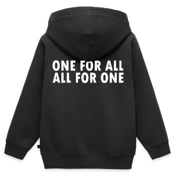 one for all all for one - Kids Premium Organic Zip-up Hoodie - black - Back - AI Model Kid Male (0cm)