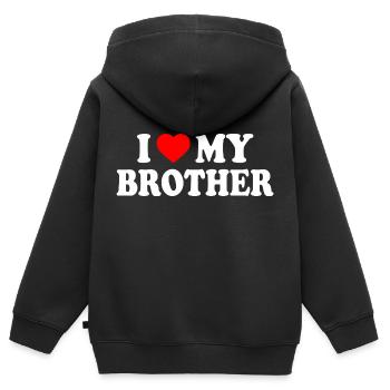 i love my brother - Kinder Premium Organic Zip Hoodie - Schwarz - Hinten - AI Model Kid Male (0cm)