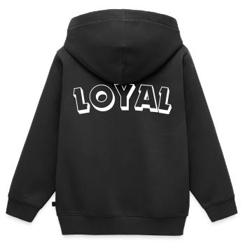 Loyal Loyalität - Kinder Premium Organic Zip Hoodie - Schwarz - Hinten - AI Model Kid Male (0cm)