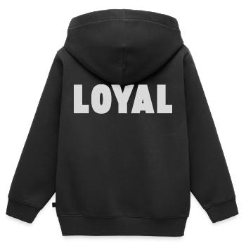 Loyal Loyalität - Kinder Premium Organic Zip Hoodie - Schwarz - Hinten - AI Model Kid Male (0cm)