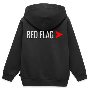 RED FLAG Beziehungszeichen - Kinder Premium Organic Zip Hoodie - Schwarz - Hinten - AI Model Kid Male (0cm)