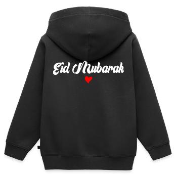 Islam Eid Mubarak - Sweat Premium à capuche zippé enfant bio - noir - Dos - AI Model Kid Male (0cm)