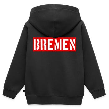 Bremen - Weser - Werder - Hansestadt - Kinder Premium Organic Zip Hoodie - Schwarz - Hinten - AI Model Kid Male (0cm)