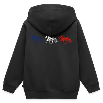 Tölt Islandpferde - richtig - Kinder Premium Organic Zip Hoodie - Schwarz - Hinten - AI Model Kid Male (0cm)